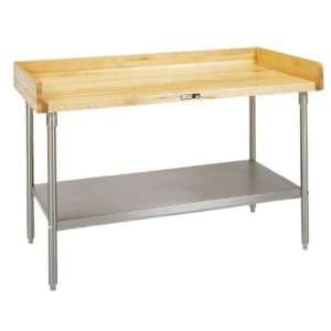  John Boos Work Table w/Galvanized Base & Shelf, 120 inch x 