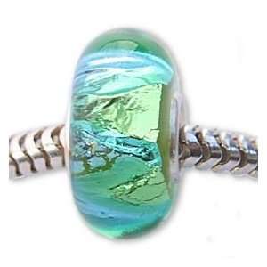  Blue Green Foil Murano glass Charm Bead Fits Chamilia And 