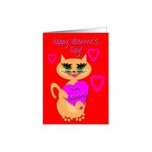  Grandmother Valentines Day Kitty Kat Big Red Heart Card 