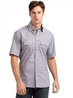 Jared Lang   Gingham Button Front Shirt/Purple