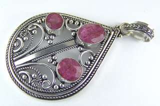 RUBY HANDCRAFTED SILVER PENDANT ~ 90 CTS  