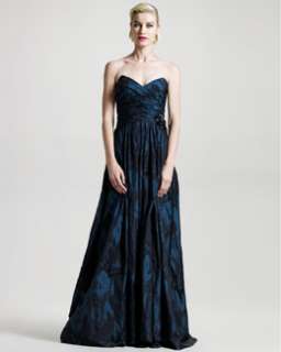 David Meister Signature Two Tone Jacquard Sweetheart Gown