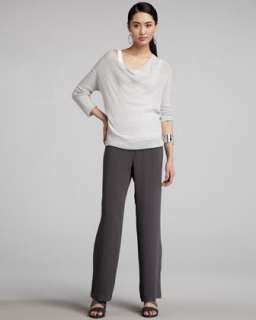 Sequined Knit Sweater & Silk Georgette Pants, Womens