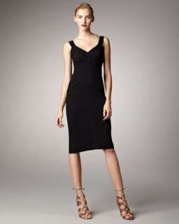 Stretch Canvas V Neck Dress & Icon Belt