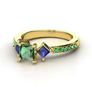  Caroline Ring, Princess Emerald 14K Yellow Gold Ring with 