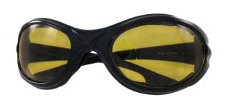 Glossy Black Motorcycle / ATV Night Glasses Yellow Lenses  