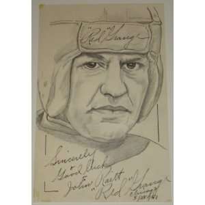 Red Grange SIGNED Original Artwork RAITT COLLECTION JSA