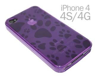 iPhone 4 4G 4S Soft Gel Cute Dog Paw Foot Prints TPU Case Cover