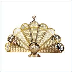   Medium Polished Brass Shell Fan Fireplace Screen 728649802389  