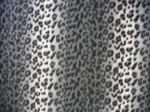 Leopard fleece fabric by the yard grey blk white print  
