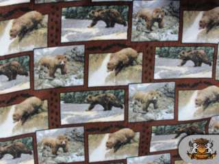 FLEECE GRIZZLY BEAR FABRIC / BY THE YARD  