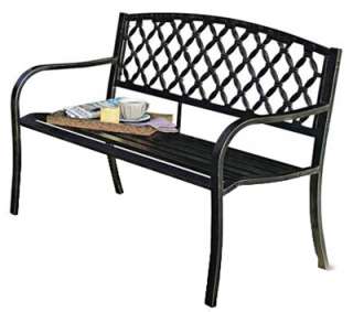 Imperial 4 Foot Lattice Panel Back Black Powder Coated Steel Bench 