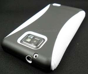 FOR SAMSUNG GALAXY S2 i9100 WHITE GRIP BLACK HYBRID HARD SOFT SKIN 