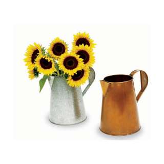 Flower Carafe Pitcher Galvanized Tin finish by Achla  