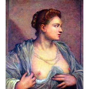  Portrait of a woman with bare breasts by Tintoretto canvas 
