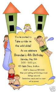 WATERSLIDE KIDS INVITATIONS~Birthday Party~Boys~Girls  