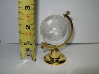 Solid Frosted Glass World Globe with Brass Stand   New  