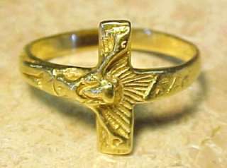 CRUCIFIX / CROSS ~ 14KT Solid Gold Womens Ring ~ Size 7.5  