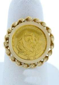   YELLOW GOLD 1988 .999 1/20 oz. AU PANDA COIN ROPE BEZEL RING  