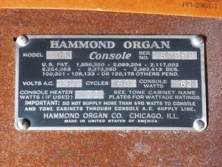1957 Hammond C3 Organ with Tone Cabinet SOCAL OC  