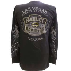 Harley Davidson Las Vegas Dealer Long Sleeve Tee T Shirt BLACK MEDIUM 