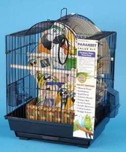 Penn Plax Arch Top Parakeet Small Bird Cage Kit Black  