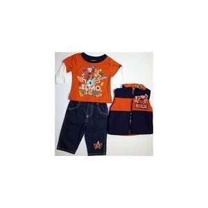   Infant Boys 12M 24M 3 PCs Set w/ Elmo Embroider Vest, 2Fer & Jean