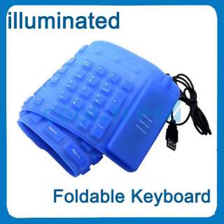   Flexible Roll Up Illuminated Firefly Backlit Waterproof USB Keyboard C