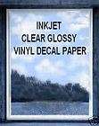 INKJET Self Adhesive Glossy Vinyl Decal Paper   10 Sheets CLEAR  