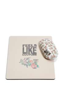 Three button mouse with scroll wheel. Foam mouse pad. By Juicy Couture 