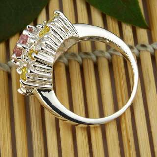 Cool Pink Topaz Citrine Jewelry Gems Silver Ring Size #9 S13 Free 