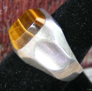   Mens Jewelry Sterling Silver Ring w Tigers Eye Size 10.5  