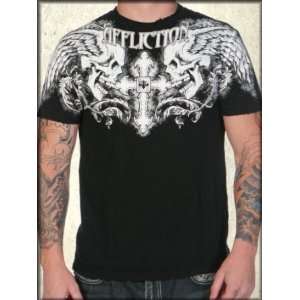 Affliction WINGED UP Mens Tee Shirt NEW A258 Black sz 