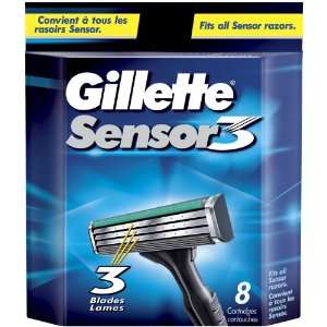  Gillette Sensor3 Disposable Razor, 8 Count Cartridges 