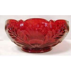  RED GLASS Inverted Thistle Pattern Bowl 9