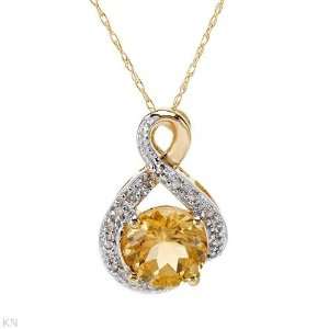 Necklace With 1.95ctw Precious Stones   Genuine Citrine and Diamonds 