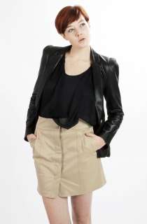   Face Womens New Tailored Leather Strong Shoulder Blazer Jacket  