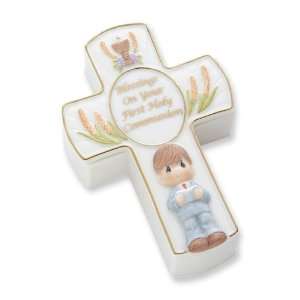 Precious Moments Boys First Communion Porcelain Box & Rosary