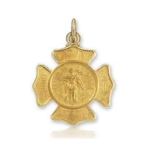   14k Yellow Gold Classic Carved Saint Florian Medal