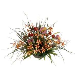  23 Cymbidium Orchid, Calla Lily & Grass Silk Arrangement 