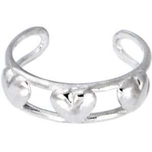  Solid 14kt White Gold Heart Toe Ring Jewelry