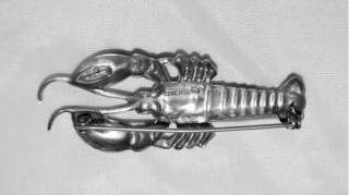 Vintage Sterling Silver Very Detailed Lobster Pin  