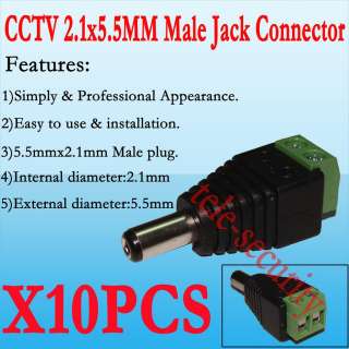 10PCS 2.1mm DC Power Male Jack Connector For Camera/PTZ  