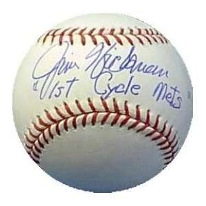  Jim Hickman Autographed Ball   inscribed 1st Mets Cycle 
