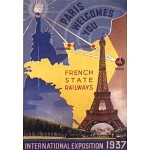 Paris Intl Expo 1937 by Anonyme. Size 20 inches width by 28 inches 