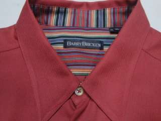155 BARRY BRICKEN Maroon Silk Long Sleeve Shirt XL  