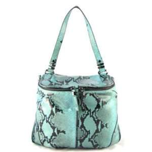 New with Tag Authentic Oryany Turquoise Snake Print Lambskin Zahara 