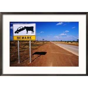  Sign on Side of Road, Kimberley, Australia Scenic Framed 