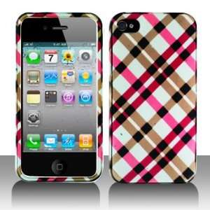  Cuffu   Pink Plaid   Apple iPhone 4 Case Cover + Screen 