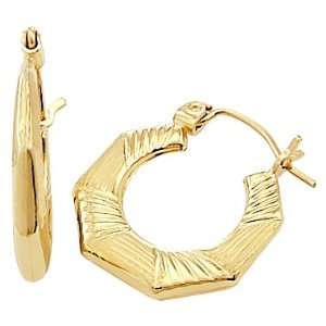  14k Yellow Gold Hollow Hoop Huggie Earrings .75 Jewelry